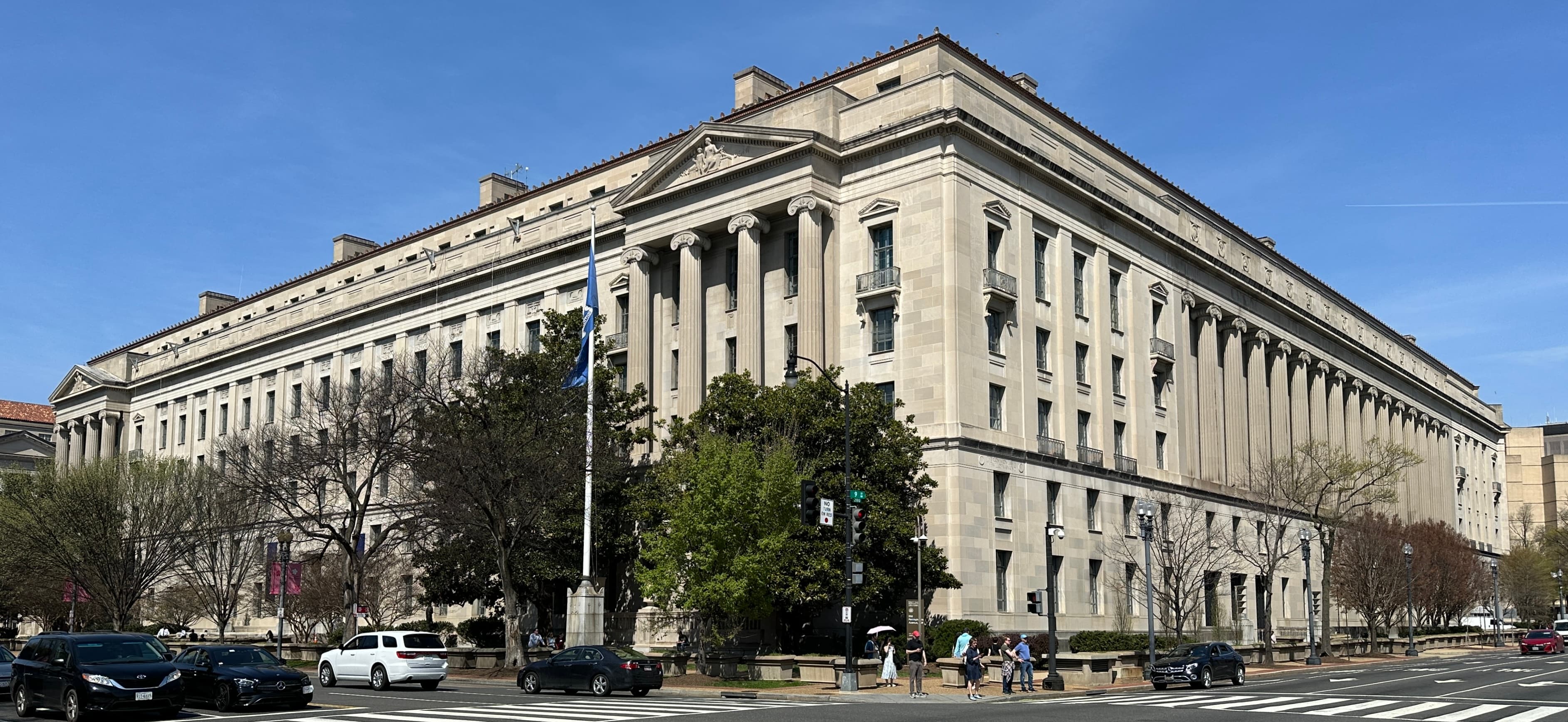 Exterior view of the Robert F. Kennedy Department of Justice Building in Washington, D.C.